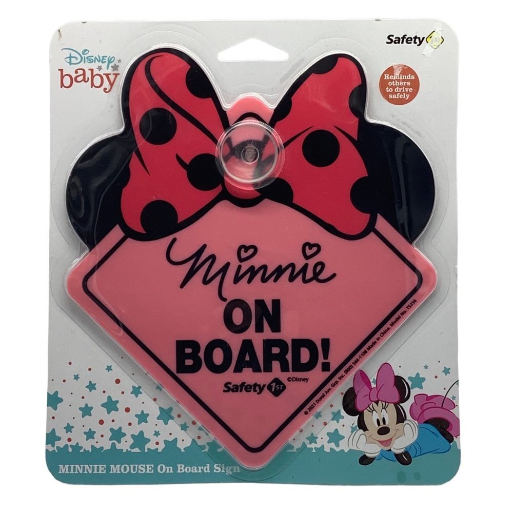 Disney Baby Safety First Minnie Mouse on Board! Car Window Sign Pink Ears